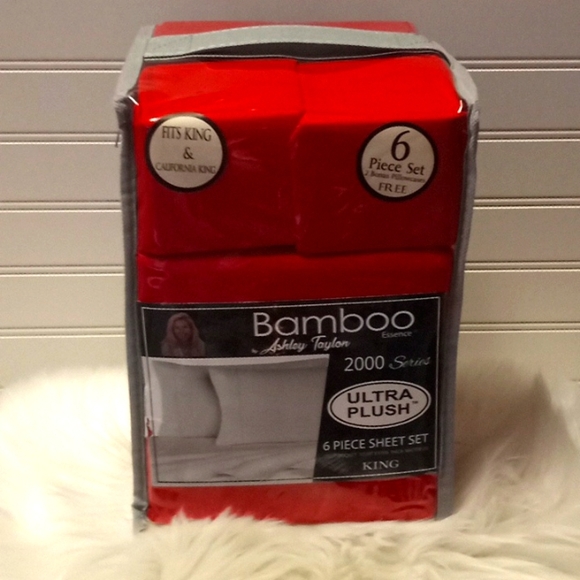 Bamboo Essence King Size Red- 6 Piece Sheet Set - Picture 10 of 10